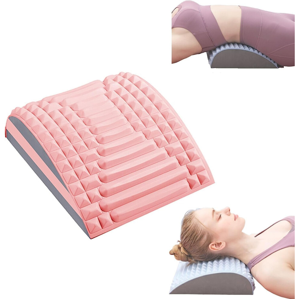 Pink Back Stretcher For Lower Back Pain Relief, Adjustable Spine Board For Herniated Disc (Pink)