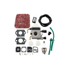 Hoogwaardige aftermarket carburateurrevisieset voor STIHL grastrimmer, inclusief bougie, brandstofslangreiniger, pakkingen, lampen en afstelset.