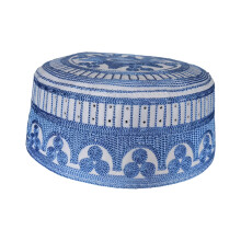 Elegante ethnische Mütze mit flachem Oberteil für Damen,-Blau M