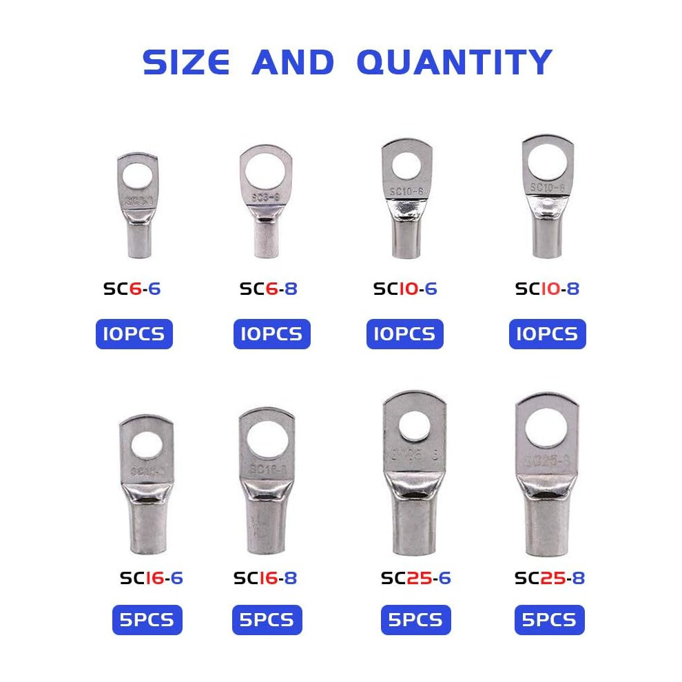 Crimp Terminal Assortment, Closed Design Ensures Reliable Connection, 60Pcs Tin-Plated Copper Wire Connectors For Solar Systems Home Appliances 9128293321679