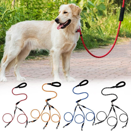 Double bungee leash, padded handles, training tool, 360 swivel, reflective, removable double leash 1