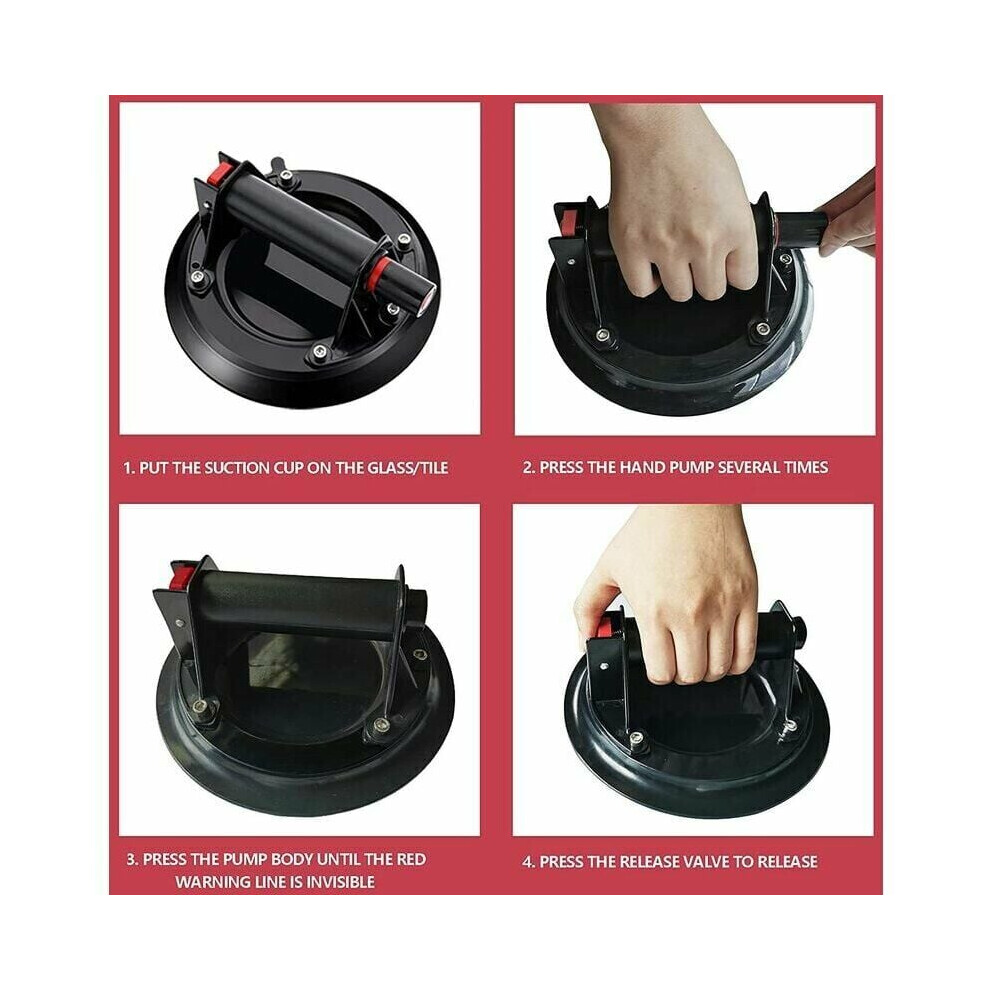 Heavy-Duty Vacuum Suction Cups, Industrial Suction Cup Lifter With Ergonomic Handle For Glass, Tiles, Furniture, And More (1Pcs) 9128293321075