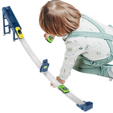 Interactive Catapult Race Track Toy with 2 Mini Cars, Sliding Machine Playground Blue