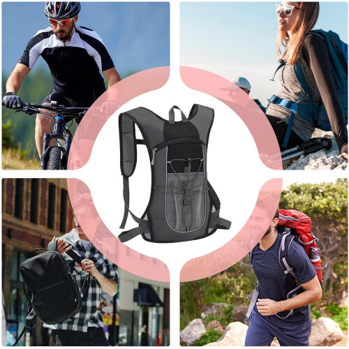 Snowboard backpack – Water hydration backpack – Runner's gear, bicycle bag, Black B 2