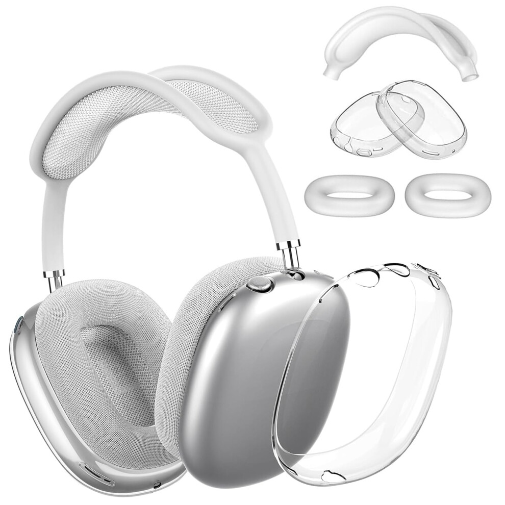 Silicone Case Cover For Airpods Max Headphones, Antiscratch Ear Pad Case Cover/Clear Tpu Ear Cups Cover/Headband Cover For Airpods Max, (White) White 9412369782489