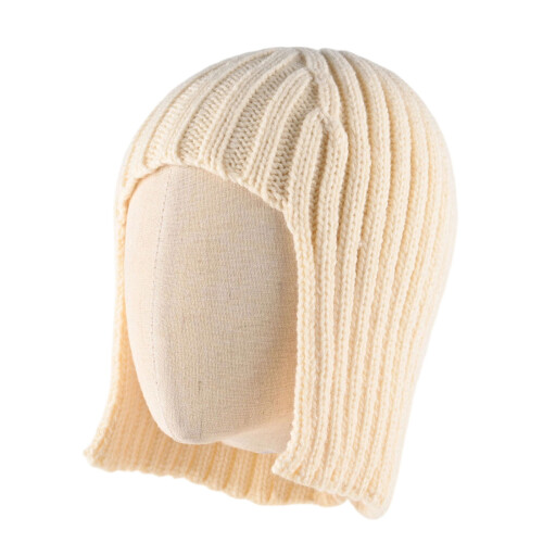 Chapeau de style unique avec perruque tricotée et-Beige