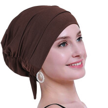 Couvre-chef respirant, foulard, casquette Hijab, Turban,-brun