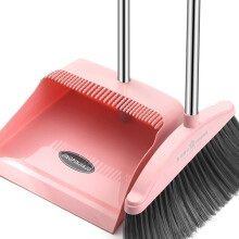 Dustpan and Brush Set, Long Handled Dustbrush, Broom with Teeth, Standing Dust, Brush for Home, Kitchen, , Pink