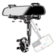 Support de téléphone multifonctionnel pour rétroviseur de voiture, fixation anti-vibrations aux quatre coins, hauteur réglable, conception