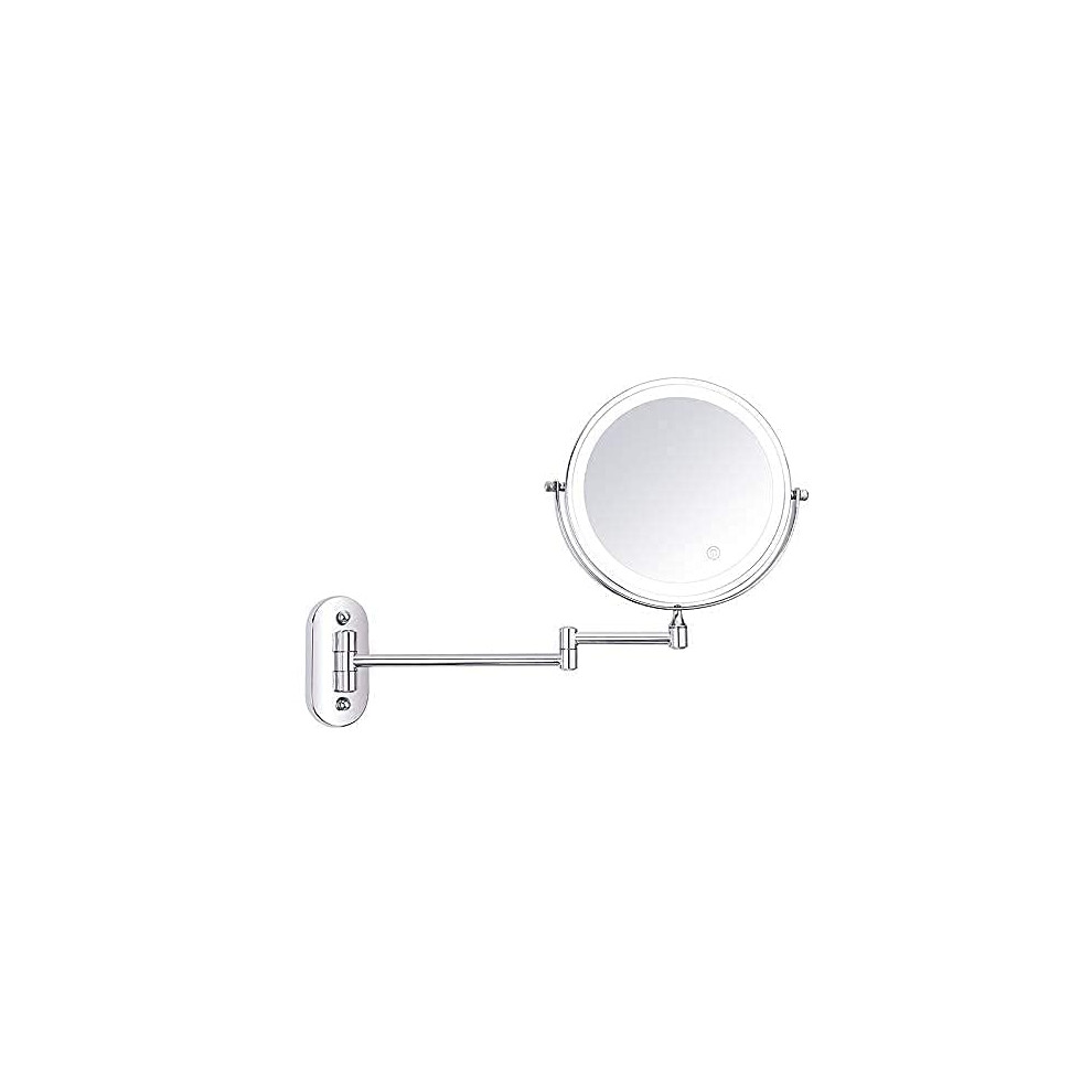 Light 8' Magnifying Led Makeup Mirror 10X Magnification Foldable Touch Screen Bathroom Shaving Wall Mounted Illuminated Mirror