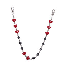 Rotes Herz Perlen Hosenkette Punk Styles Jeans Kette Taille-SS2