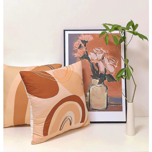 Μαξιλαροθήκες Boho Abstract Mountain Square, Εκτύπωση από λινό ύφασμα με φυσικό τοπίο για 1
