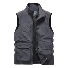 Men's Work Vest Summer Thin Softshell Lightweight Outdoor MultiPocket Safari Vest Grey