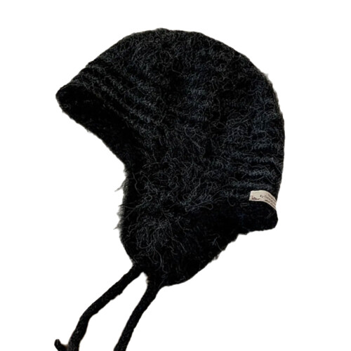 Bonnet à rayures en tricot lavable, facile-rayures noires