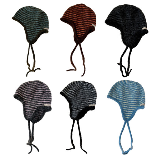 Bonnet à rayures en tricot lavable, facile-rayures noires 1