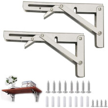 Collapsible Wall Mounted Shelf Bracket, Easy Installation Heavy Duty Stainless Steel Folding Shelf Brackets for Kitchen Balcony, Bathroom Space Saving