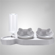 Cat food and water bowl set, Elevated cat food bowl, Spillproof pet bowl,Cat bowls,Raised cat bowls(Light Grey)
