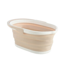 Foldable Mop Bucket Plastic Household Water Container for Efficient Mopping Compact and SpaceSaving for Office and School Beige