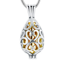 Stainless Steel Filigree Teardrop Keepsake Locket Hold A Urn For Pet Or Human Sharing Ashes Cremation Jewelry Ref: 8269