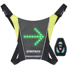 LED Turn Signal Vest, Remote Control, Turning Lights, Waterproof, USB Rechargeable, Gray