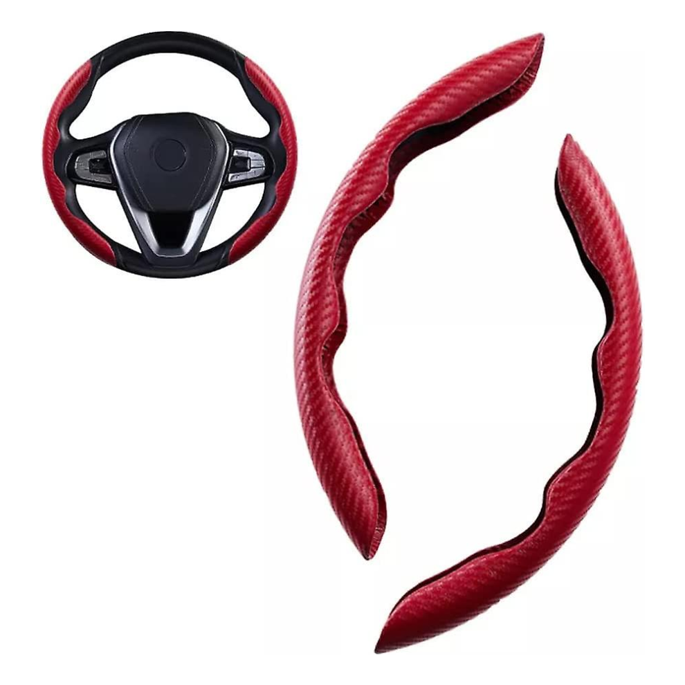 Steering Wheel Cover Uni Fit, Carbon Fiber Wheel Cover With Anti-Slip Lining, Ergo Grip For Men/Women, Breathable And Comfy Cover, Seasonal Use 9190834284736