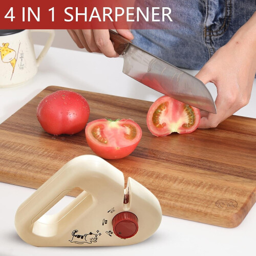Manual Cutter Sharpener, Sharpening Stone Knife Sharpening, Grinding Tool with Whetstone, Quick Polish for Kitchen, Household, Cutlery 1