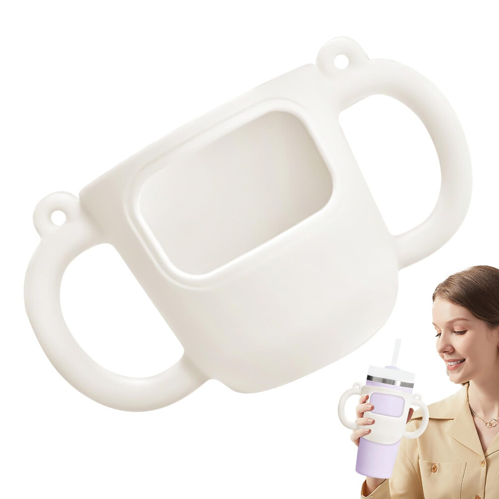 Silicone Double Handle Cup Grip For Vacuum Insulated Coffee Cup White 9426802203301