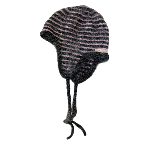 Bonnet à rayures en tricot lavable, facile-rayures roses