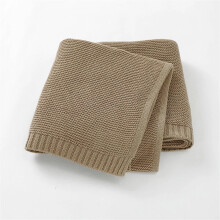 Embroidered Name Cotton Baby Blanket Soft and Breathable Dark Khaki