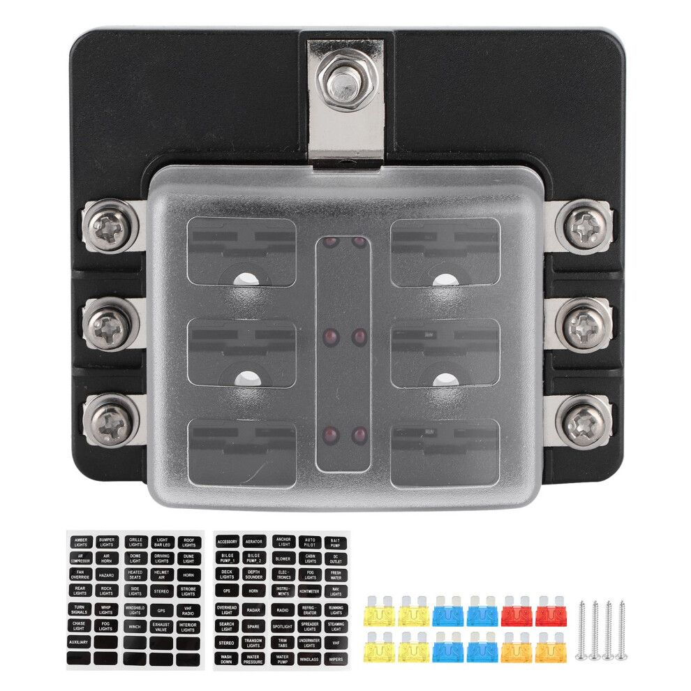 Flame Resistant Waterproof Fuse Block Led Indicator 12V Fuse Panel Compact Design Optimal Conductivity Multi-Terrain Mounting Kit Relays Fuses Screws 9190834067346