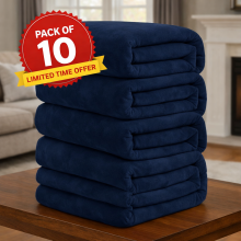 Navy Blue King Size Pack of 10 ThicK Warm Super Soft Large Blanket Faux Fur Fleece Bed ALL Size UK (200x240cm)
