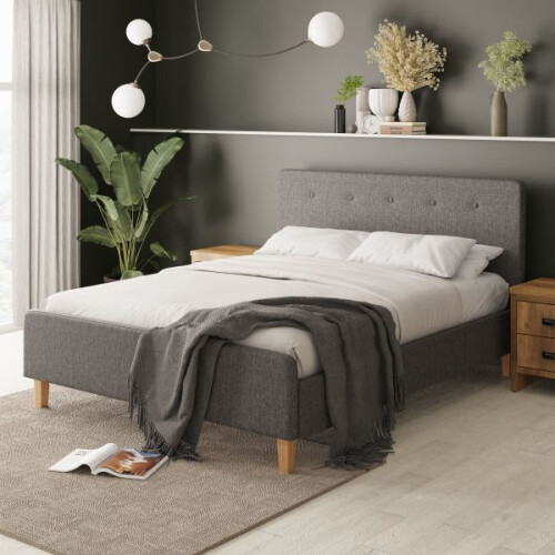 Ashbourne 150cm Kingsize 5ft Bed Frame Grey Fabric 1