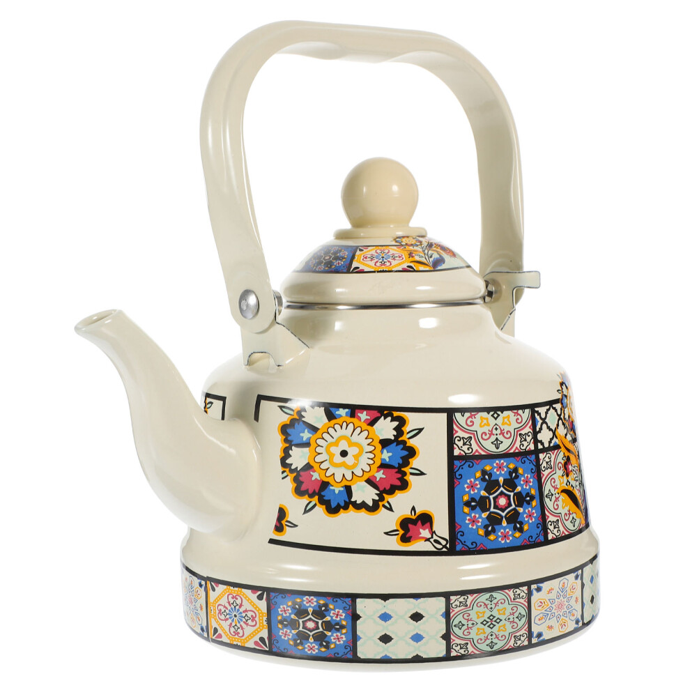 Retro Emaliowany Do Herbaty Na Kuchenkę Kolorowy Design-image