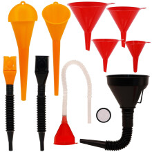 9-Piece Automotive Funnel Set – Plastic Oil Funnels with Flexible Hose for Gasoline, Coolant & Fuel Transfer, Large Car Gas Funnels