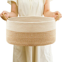 Woven Small Laundry Basket (Cotton Rope) – Storage Organizer for Bedroom, Nursery, Bathroom & Toy Organizatio