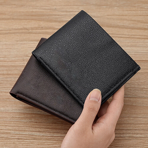 Portefeuille mince en PU pour hommes élégants, avec-Noir 2