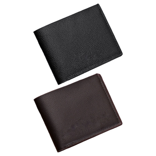 Portefeuille mince en PU pour hommes élégants, avec-Noir 1