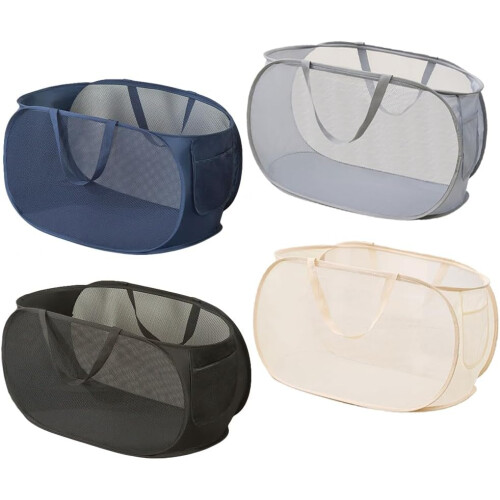 4 Pcs Collapsible Laundry Baskets – Foldable Opening Laundry Hamper for Dirty Clothes & Home Organization