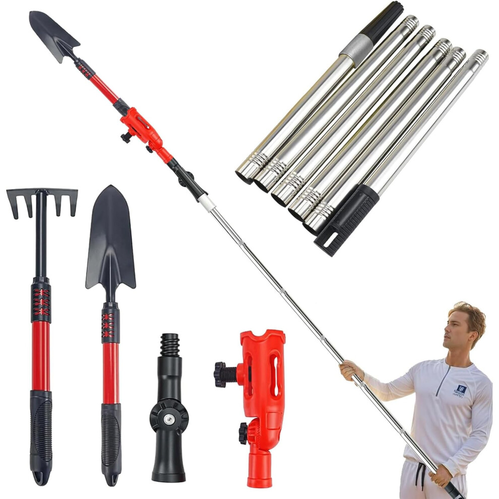 Multi - Angle Gutter Cleaning Tool Set With Extension Poles, Gutter Cleaner Spoon, Scoop And Rake For Removing Leaves And Debris From Ground And Roof 7449604211918