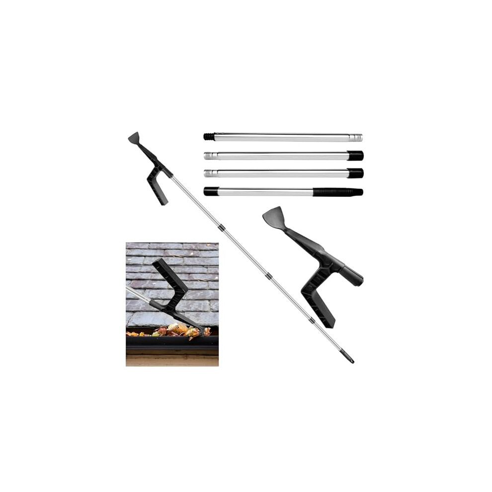 Efficient Gutter Cleaning Tool Set: Roof Gutter Cleaner With Extendable Telescopic Pole And Detachable Scraper, Ideal For Removing Leaves & Debris Fro 7449604211925