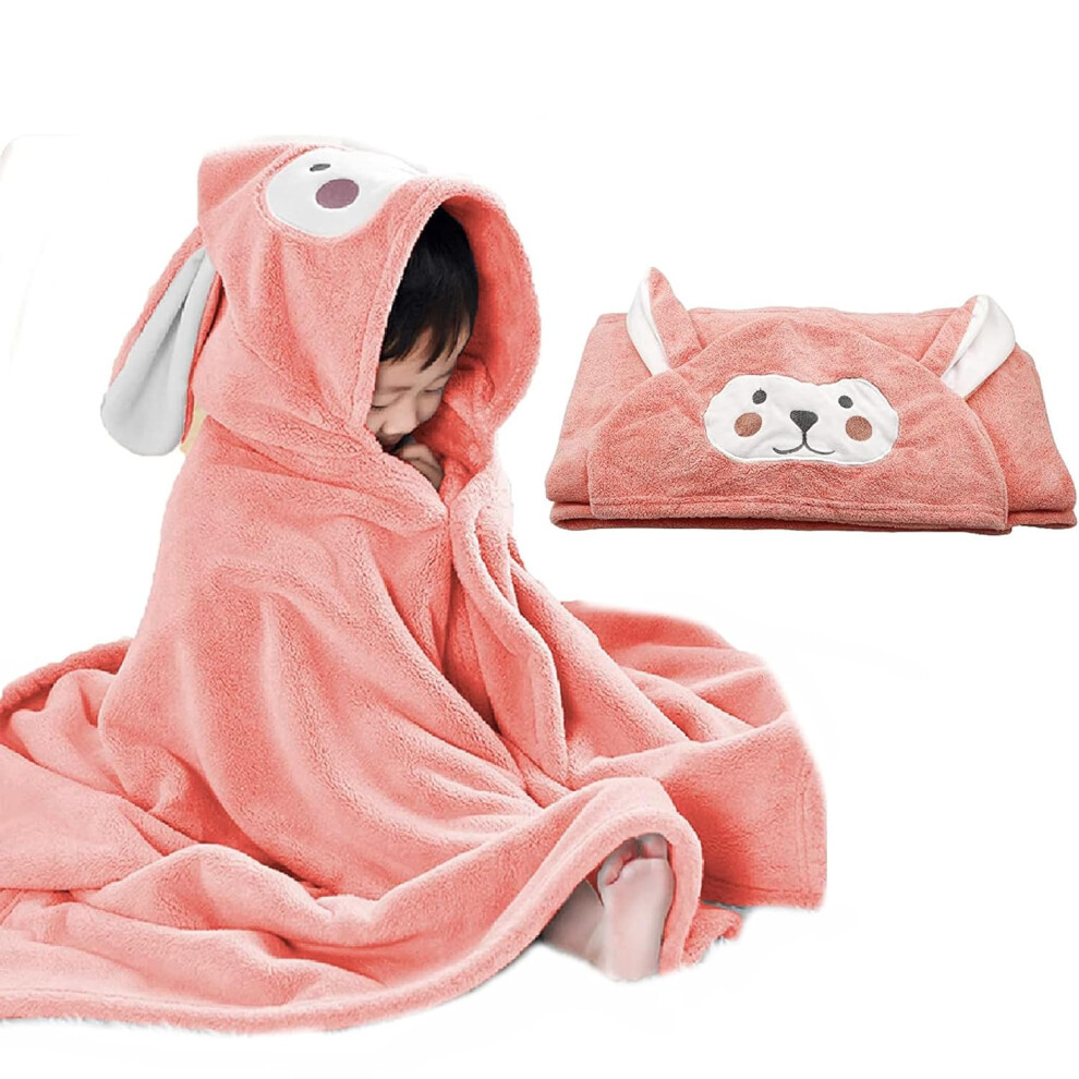 (Pink) Ultra Soft Highly Absorbent Hooded Baby Towel (27.5"X55") – Bathrobe Blanket For Toddlers Perfect Shower Gift For Boys & Girls Pink