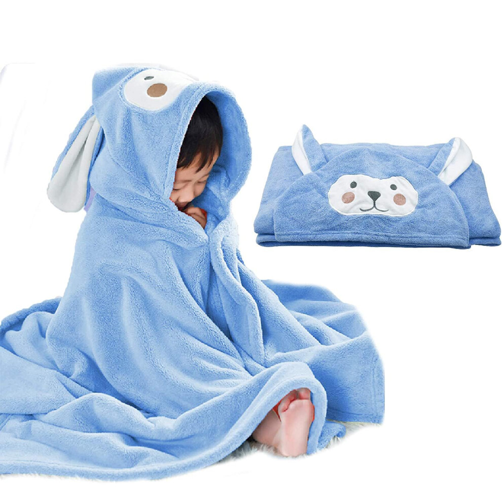 (Blue) Ultra Soft Highly Absorbent Hooded Baby Towel (27.5"X55") – Bathrobe Blanket For Toddlers Perfect Shower Gift For Boys & Girls Blue