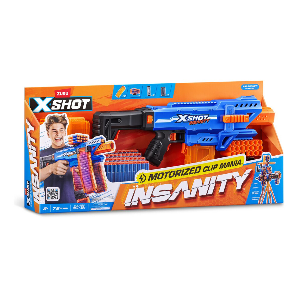Photos - Other Toys Zuru XSHOT Insanity Motorised Clip Blaster & 72 Darts 36786 