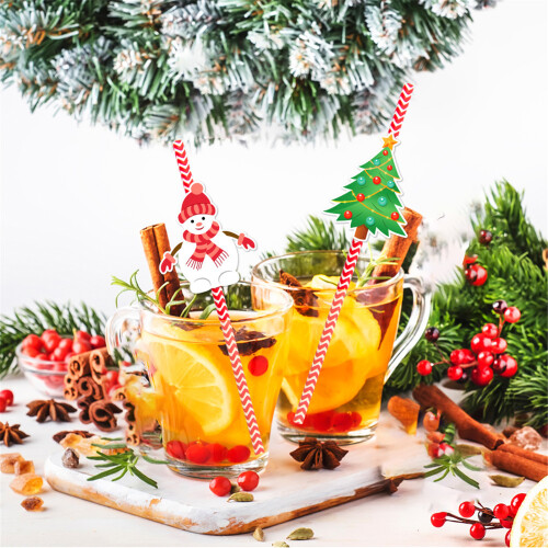 Christmas Tree Paper Straws Disposable Party Decorations 2