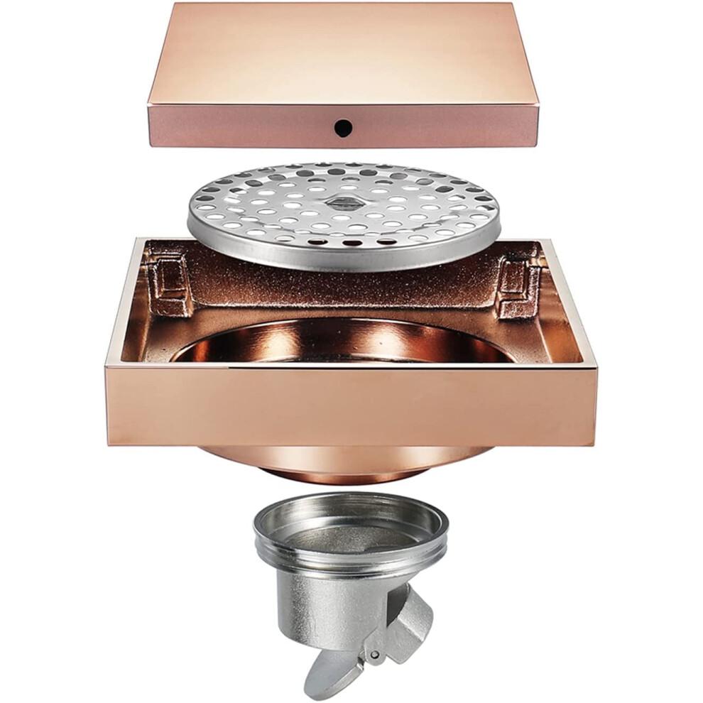 304Sus Linear Rectangle Shower Drain, 100X100mm Brass Floor Drain Champagne Gold 9189345912900