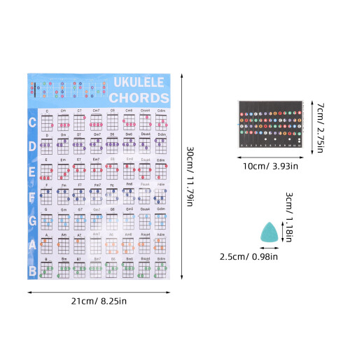1Set Professionele Ukulele Oefenstickers Met Kleurcodes En Plectrums 1