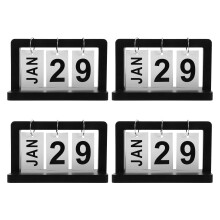 4Stk Retro Holz Schreibtischkalender Flip Kalender Schwarz