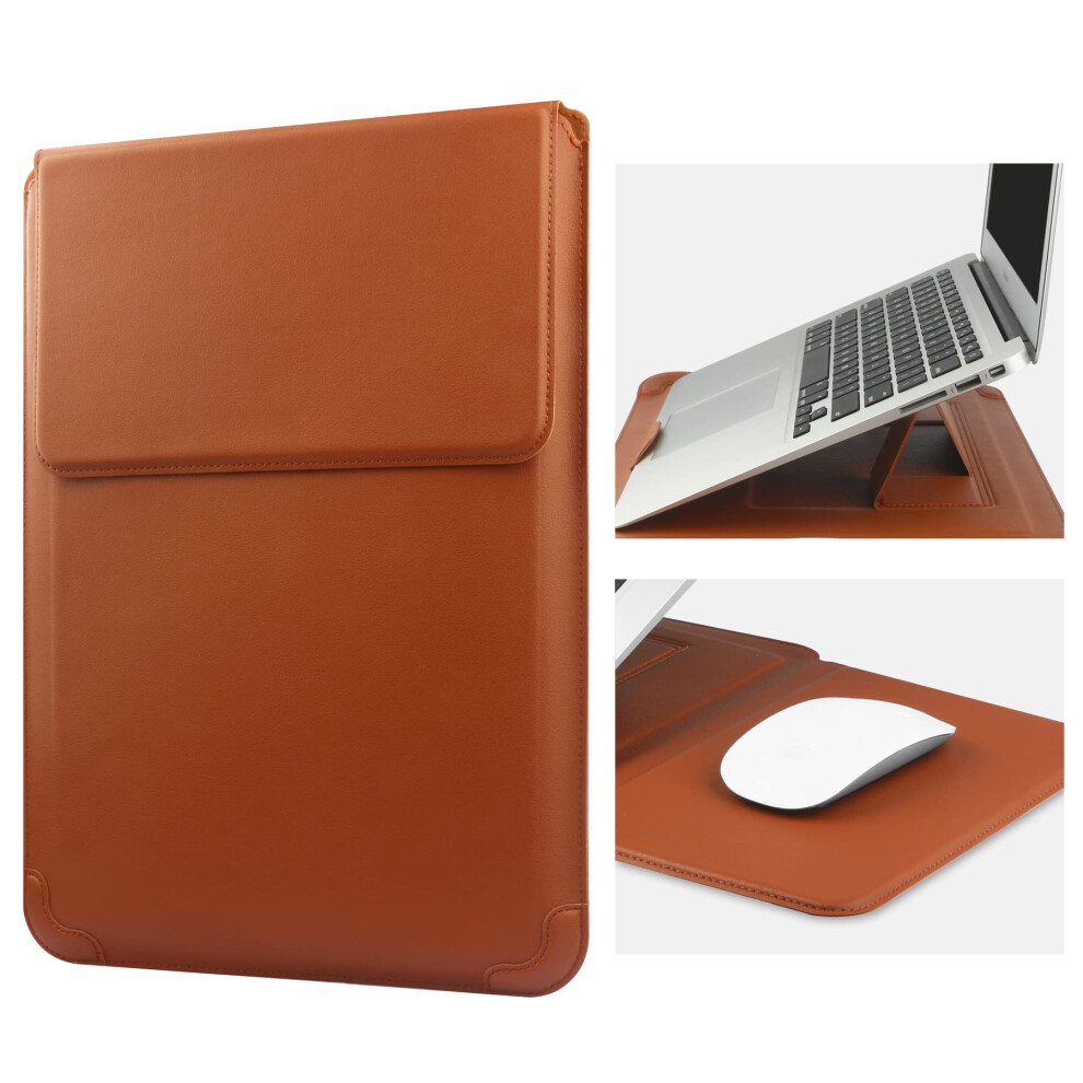 13 Inch Laptop Sleeve Case Leather For Macbook Air 13 M1/M2, Macbook Pro 13 M2, Surface Pro 8, Surface Go 3 Brown 9412369945563