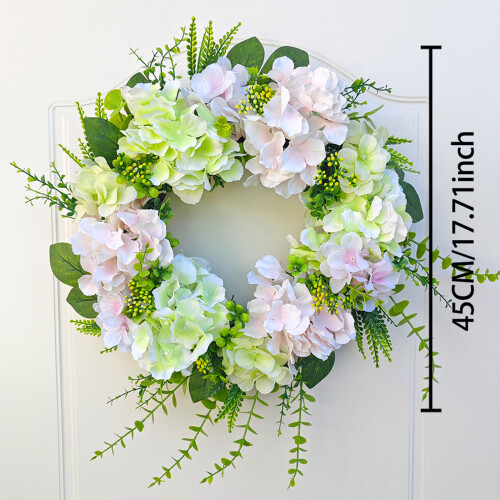 Couronne de porte artificielle avec feuilles vertes, fleurs 2