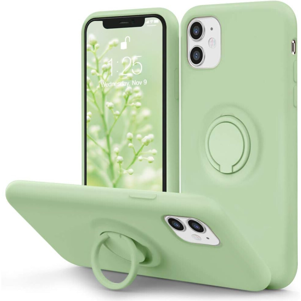 360 Rotatable Ring Holder Case For Iphone 11, Easy Storage Raised Lip Camera Protection Liquid Silicone Case For Iphone 11 - Shockproof And Stylish 9190834255972